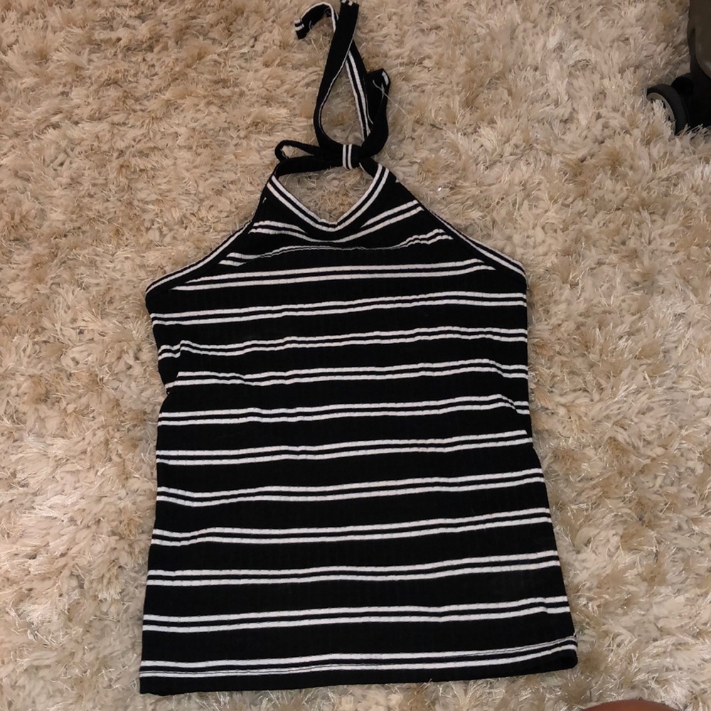 Black and white halter top